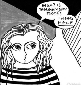 Photo of woman with bipolar disorder saying she needs help