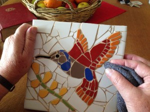 Mosaic picture of a hummingbird